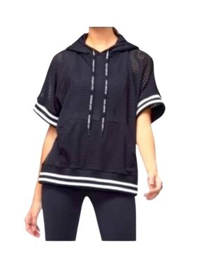 Good American  Oversized Mesh Streetwear Logo Hoodie